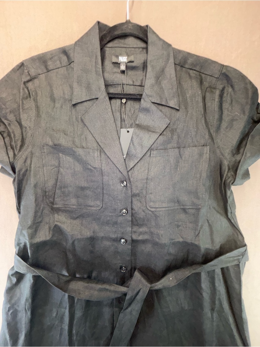 Paige Lexina Linen Short Sleeve Shirt Dress - Picture 2 of 16